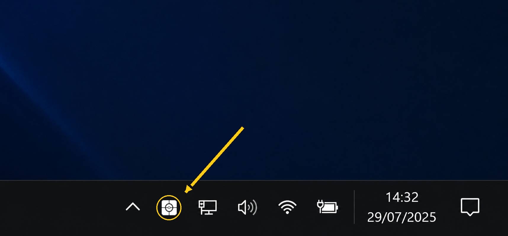 Ícone do Idle Launcher minimizado na bandeja do sistema, ao lado do relógio do Windows
